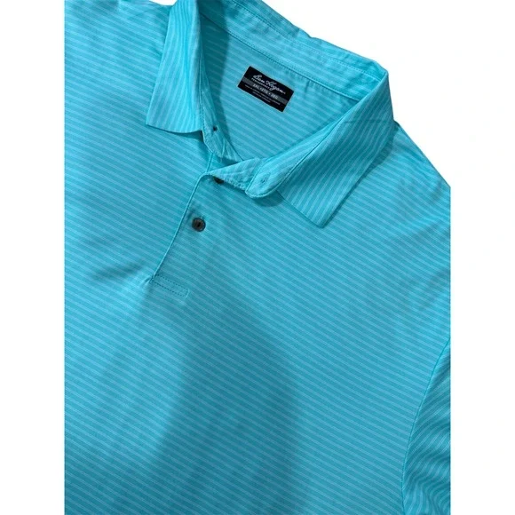 Ben Hogan Performance Polo Shirt Men's 2XL Aqua Blue Stripe Golf Casual Golfcore - Picture 1 of 5